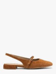 Rude czółenka slingback AUDREY. Brązowe czółenka damskie Ryłko, bez wzorów, z materiału, bez obcasa, na obcasie, bez zapięcia. Za 379.99 zł.