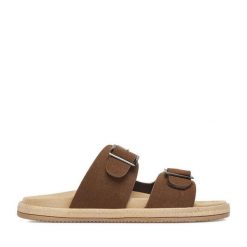 Klapki Quiksilver. Brązowe klapki męskie Quiksilver, bez wzorów, bez zapięcia. Za 149.99 zł.