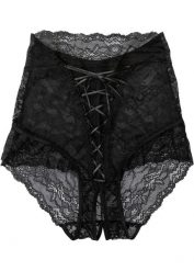 "Figi ""ouvert"" z wysoką talią". Czarne majtki damskie bonprix, z koronki. Za 69.99 zł.