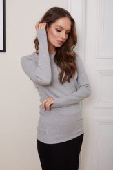 BLUZKA SALMA JASNO SZARA L - Flawless. Szare bluzki damskie Flawless, l, bez wzorów, z dresówki, klasyczne, bez kołnierzyka, bez ramiączek. Za 114.00 zł.