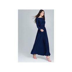 Sukienka604 Granat. Niebieskie sukienki damskie Figl, na co dzień, l, bez wzorów, eleganckie, bez kołnierzyka, bez ramiączek, maxi. Za 176.00 zł.