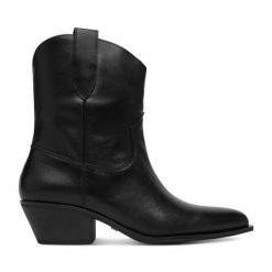 Botki GINO ROSSI. Czarne botki damskie Gino Rossi, bez wzorów, bez obcasa, na słupku, bez zapięcia. Za 379.99 zł.