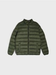 Pikowana kurtka puffer ze stójką - zielony. Zielone kurtki sportowe męskie Sinsay, l, bez wzorów, bez kaptura. Za 69.99 zł.