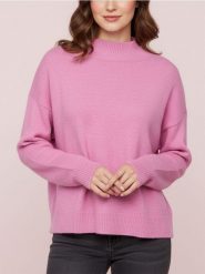 Sweter z półgolfem i długim rękawem z domieszką wełny - różowy. Czerwone swetry nierozpinane damskie Sinsay, l, bez wzorów, z wełny, bez kołnierzyka, bez ramiączek. Za 49.99 zł.