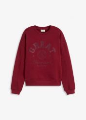 Bluza oversize z czystej bawełny. Czerwone bluzy damskie bonprix, bez wzorów, z bawełny, bez ramiączek, bez kaptura. Za 94.99 zł.