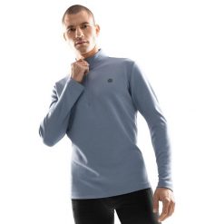 Męska bluza treningowa z suwakiem pod szyją Fitness Siroko Blur. Niebieskie bluzy męskie SIROKO, m, bez wzorów, z materiału, bez ramiączek, bez kaptura. Za 169.00 zł.