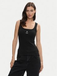 Guess Jeans Top W4YP48 KA0H1 Czarny Regular Fit. Czarne topy damskie Guess Jeans, l, z aplikacjami, z bawełny, bez kołnierzyka, bez ramiączek. Za 129.00 zł.