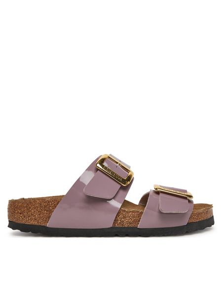 Birkenstock Klapki Sydney Cushion Buckle 1029473 Beżowy. Brązowe klapki damskie Birkenstock, bez wzorów, ze skóry, bez obcasa, bez zapięcia. Za 349.99 zł.