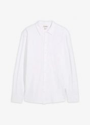Koszula z długim rękawem, z bawełnianej piki z dużą zawartością stretchu, slim fit. Białe koszule męskie bonprix, m, bez wzorów, z bawełny, bez kołnierzyka, bez ramiączek. Za 127.99 zł.