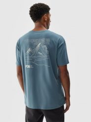 4F T-shirt oversize z nadrukiem męski - granatowy XS. Niebieskie t-shirty męskie 4F, m, bez wzorów, z bawełny, bez kołnierzyka, bez ramiączek. W wyprzedaży za 39.99 zł.