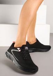 Czarno-Różowe Buty Sportowe Sneakersy z Siateczki Uloniria. Czarne obuwie sportowe damskie Born2be, z aplikacjami, z jeansu, bez zapięcia. Za 89.99 zł.