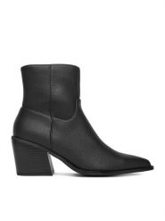 DeeZee Botki W4LH150607 Czarny. Czarne botki damskie DeeZee, bez wzorów, z materiału, bez obcasa, na słupku, bez zapięcia. Za 199.99 zł.