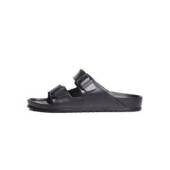 Klapki męskie Birkenstock Arizona. Brązowe klapki męskie Birkenstock, bez wzorów, z materiału, bez zapięcia. Za 299.00 zł.