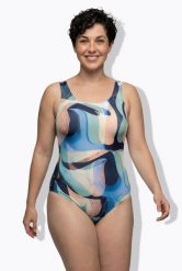 Damskie Strój kąpielowy abstrakcyjny nadruk bez miękkich miseczek okrągły dekolt. Zielone stroje kąpielowe damskie Ulla Popken, plus size, bez wzorów, z elastanu. Za 159.99 zł.