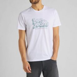 LEE SS 70S LOGO TEE MĘSKI T-SHIRT WHITE L62NFQ12 112114725. Białe t-shirty męskie Lee, l, bez wzorów, bez kołnierzyka, bez ramiączek. Za 69.99 zł.