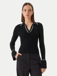 HUGO Sweter Samur 50554077 Czarny Slim Fit. Czarne swetry nierozpinane damskie Hugo, xs, bez wzorów, z wiskozy, bez kołnierzyka, bez ramiączek. Za 719.99 zł.