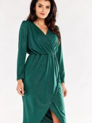 Sukienka Model A548 Bottle Green - awama. Zielone sukienki damskie Awama, l, bez wzorów, z elastanu, bez kołnierzyka, bez ramiączek, maxi, dopasowane. Za 307.52 zł.