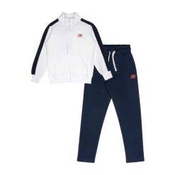 Bluza z bawełna z pełny zamek błyskawiczny na czas wolny. Białe bluzy damskie LEONE 1947 APPAREL, bez wzorów, z bawełny, sportowe, bez ramiączek, bez kaptura. W wyprzedaży za 109.46 zł.