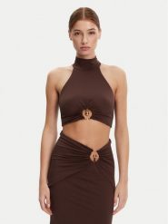 Bardot Top 59847TB Brązowy Regular Fit. Brązowe topy damskie Bardot, xl, bez wzorów, z syntetyku, bez kołnierzyka, bez ramiączek. Za 179.99 zł.