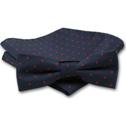 Elegancka Mucha Męska - Alties - Granat w Drobny, Czerwony Groszek. Niebieskie krawaty i muchy Alties, bez wzorów, eleganckie. Za 40.00 zł.
