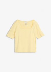 T-shirt z grubej bawełny organicznej. Niebieskie t-shirty damskie bonprix, bez wzorów, z bawełny, bez kołnierzyka, bez ramiączek. Za 54.99 zł.
