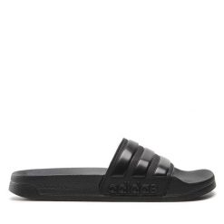Klapki adidas. Czarne klapki damskie Adidas, bez wzorów, sportowe, bez obcasa, bez zapięcia. Za 99.99 zł.
