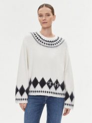 Tommy Hilfiger Sweter Fairisle WW0WW40089 Écru Oversize. Swetry nierozpinane damskie Tommy Hilfiger, xxs, bez wzorów, z wełny, bez kołnierzyka, bez ramiączek. Za 759.99 zł.