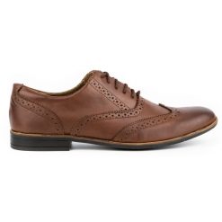 Olivier Buty wizytowe skórzane Brogsy 306GT brązowe. Brązowe buty wizytowe męskie bez wzorów, ze skóry, bez obcasa, bez zapięcia. Za 319.69 zł.