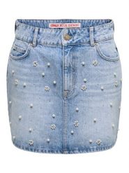 ONLY Spódnica jeansowa Onur 15367472 Niebieski Regular Fit. Niebieskie spódnice damskie ONLY, l, bez wzorów, z jeansu. Za 299.99 zł.