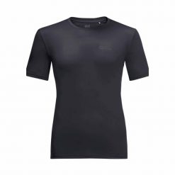 Koszulka sportowa męska Jack Wolfskin 18070726000. Czarne koszulki sportowe męskie Jack Wolfskin, m, bez wzorów, z poliesteru, bez ramiączek, trekkingowe. Za 251.00 zł.