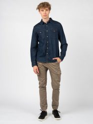 Guess Koszula | M1BH12 R4DL1 | Mężczyzna | Granatowy. Niebieskie koszule męskie Guess, m, z aplikacjami, z bawełny, bez kołnierzyka, bez ramiączek. W wyprzedaży za 219.00 zł.