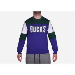 Bluza sportowa męska Mitchell & Ness Milwaukee Bucks. Niebieskie bluzy sportowe męskie Mitchell & Ness, m, bez wzorów, bez kaptura. Za 525.00 zł.