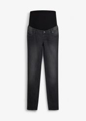 Elastyczne jeansy ciążowe z bawełną organiczną, skinny. Szare jeansy damskie bonprix, bez wzorów, z bawełny, moda ciążowa. Za 169.99 zł.