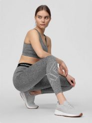 4F Legginsy treningowe szybkoschnące damskie XS. Szare legginsy damskie 4F, bez wzorów, z włókna. Za 99.99 zł.