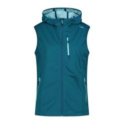 Kurtka z kapturem damska CMP. Niebieskie kurtki sportowe damskie CMP, na lato, xs, bez wzorów, z materiału, bez ramiączek, z kapturem, trekkingowe. Za 305.30 zł.