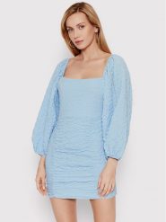 DeeZee Sukienka codzienna Gessa 12250 Błękitny Slim Fit. Niebieskie sukienki damskie DeeZee, na co dzień, l, bez wzorów, z bawełny, bez kołnierzyka, bez ramiączek, proste. Za 129.99 zł.