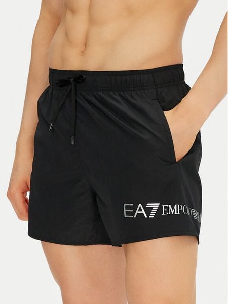 EA7 Emporio Armani Szorty kąpielowe 7M000519 AF13049 MC026 Czarny Regular Fit. Czarne kąpielówki męskie EA7 Emporio Armani, bez wzorów, z syntetyku. Za 289.99 zł.