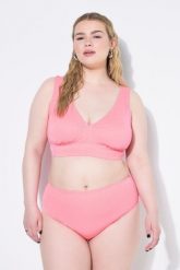 Damskie Figi od bikini wysoki stan efekt brokatu. Czerwone stroje kąpielowe damskie Ulla Popken, plus size, bez wzorów, z elastanu. Za 99.99 zł.