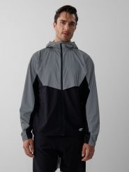 4F Kurtka do biegania odblaskowa męska - czarna M. Czarne kurtki męskie 4F, l, bez wzorów, z materiału, klasyczne, bez kaptura. Za 349.99 zł.