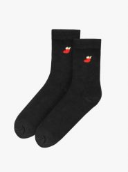 Świąteczne skarpety unisex. Czarne skarpetki damskie Ryłko, bez wzorów, z bawełny. W wyprzedaży za 14.99 zł.