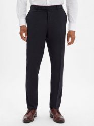 BOSS Męskie spodnie garniturowe z wełny dziewiczej Baukasten - Leon Mężczyźni Regular Fit wełna ze strzyży czarny jednolity, 29. Czarne garnitury męskie Boss, m, bez wzorów, z wełny. Za 599.95 zł.