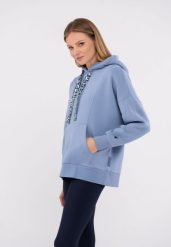 Niebieska, bawełniana bluza B-ELEVEN. Niebieskie bluzy damskie Volcano, m, bez wzorów, z bawełny, sportowe, bez ramiączek, bez kaptura. Za 179.99 zł.