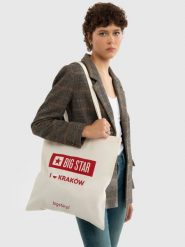 Torba bawełniana unisex Kraków 102. Białe torby podróżne damskie BIG STAR, z aplikacjami, z bawełny, na ramię. Za 4.99 zł.