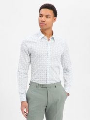 JOOP! Koszula - Pierce Mężczyźni Slim Fit Bawełna biały|zielony, 38. Białe koszule męskie JOOP!, m, bez wzorów, z bawełny, eleganckie, bez kołnierzyka, bez ramiączek. Za 429.95 zł.