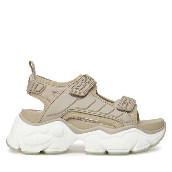 Sandały Buffalo. Brązowe sandały damskie Buffalo, bez wzorów, bez obcasa, na płaskiej podeszwie, bez zapięcia. Za 569.99 zł.