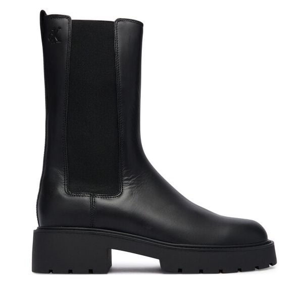 Sztyblety Calvin Klein. Czarne botki damskie Calvin Klein, bez wzorów, bez obcasa, na płaskiej podeszwie, bez zapięcia. Za 639.99 zł.