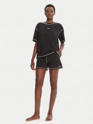 HUGO Piżama Nite 50543530 Czarny Relaxed Fit. Czarne piżamy damskie Hugo, bez wzorów, z bawełny, bez ramiączek. Za 239.99 zł.