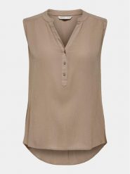 ONLY Bluzka Jette 15213420 Brązowy Regular Fit. Brązowe bluzki damskie ONLY, bez wzorów, z wiskozy, bez kołnierzyka, bez ramiączek. Za 89.99 zł.