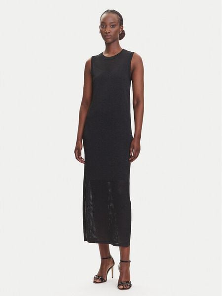 Fracomina Sukienka dzianinowa FJ25SD5007K420Q7 Czarny Regular Fit. Czarne sukienki damskie Fracomina, l, bez wzorów, z dzianiny, bez kołnierzyka, bez ramiączek. Za 279.99 zł.