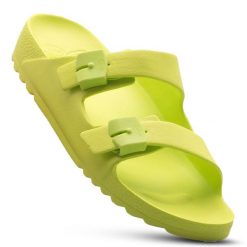 Klapki damskie sportowe SCHOLL BAHIA na basen. Zielone klapki damskie Scholl, bez wzorów, sportowe, bez obcasa, bez zapięcia. Za 69.90 zł.